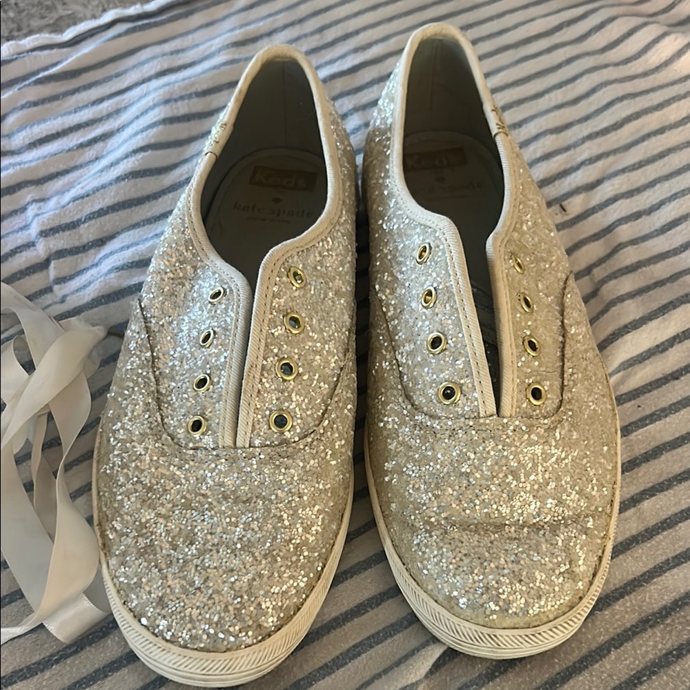 Keds x Kate Spade Gold Glitter Slip-On Sneakers